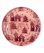 La Primula Italy Ceramic Plate 10.25&quot; Pink Polka Dot Holiday Winter Chri... - £15.38 GBP
