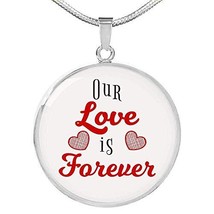 Our Love is Forever Circle Necklace Engraved 18k Gold 18-22&quot; - £55.34 GBP