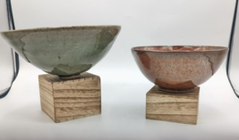 Set Of 2 Studio pottery Nesting Bowls signed By The Artist Anne Green &amp; ... - £28.10 GBP