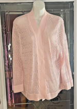 Women&#39;s Jones Studio Open Crochet Long Sleeve Open Cardigan Pink Sweater... - $15.79