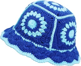 Crochet Bucket Hat for Women Knit Handmade Floppy Beach Hat Fashion Cute Comfy a - £27.01 GBP