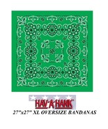 Hav-A-Hank XL BIG OVER SIZE GREEN PAISLEY 27&quot; BANDANA Head Wrap Face Mas... - $10.49