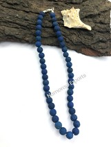 Dyed Dark Blue Lava 8x8 mm Beads Stretch Necklace Adjustable AN-96 - £9.24 GBP
