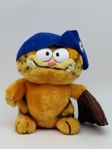 1981 Vintage 10&quot; Garfield Baseball Stuffed Plush Cat Dakin with Glove - £27.58 GBP