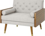 Greta Mid Century Fabric Club Chair, Beige, Dark Walnut, Christopher Knight - $236.95