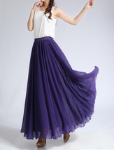 Purple Long Chiffon Skirt Women Plus Size Chiffon Skirt Wedding Chiffon Skirts image 1
