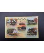 Vtg Curteich Chicago Linen Postcard Greetings from Kansas Palmer News To... - €8,65 EUR