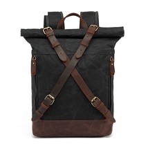 Vintage Canvas Leather Backpafor Men Waterproof RucksaLarge Waxed Mountaineering - £77.16 GBP