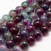 10 Dragon Vein Agate Gemstone Beads Striped Fuchsia Purple Jewelry Supplies 6mm - £4.10 GBP