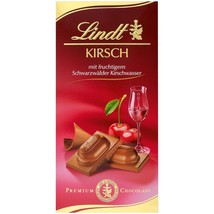 Lindt CHERRY milk chocolate bar with filling 100g/3.5 oz -FREE SHIPPING - £9.39 GBP