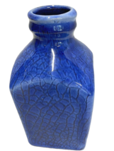 Studio Art Pottery Miniature Vase Blue Crackle Finish 5&quot; Signed, NC Pottery - $173.21 MXN