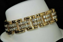 14K Yellow Gold Over 8.62CT Round Cut Diamond Tennis Heavy Wide Bracelet - £202.15 GBP