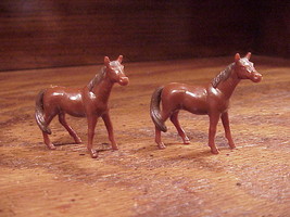 Pair of Small Vintage Dark Red Horse Figures - $7.50