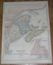 1884 Antique Map Of Canada Quebec New Brunswick Nova Scotia Newfoundland Maine - £29.62 GBP