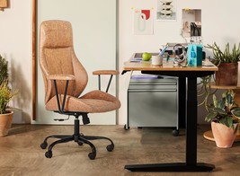 The Banti High Back Executive Office Chair In Grey Suede Fabric, With Pa... - $159.94