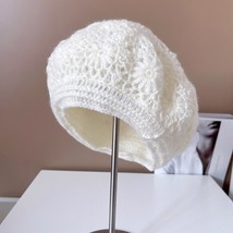 202209-shi  chic Hand-knit double-crocheted  acrylic-blend flower lady beret hat - £111.65 GBP