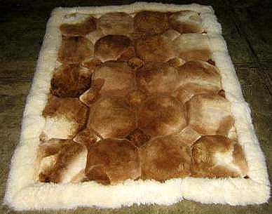 Alpaca fur Rug,Carpet Octagon design, throw, 90 x 60 cm - $184.50