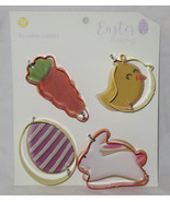 WILTON 4-Piece Cookie Cutter Set Metal EASTER BAKING Bunny Chick Egg Carrot - £13.30 GBP