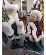 Hand Made Christmas Scottish Santa &amp; Mrs. Claus 14&quot; Holiday Decoration - £65.97 GBP