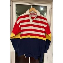 Fantastic Vibrant Vtg 80s arrow criterion Rugby Shirt Red Yellow Blue Wh... - $35.00