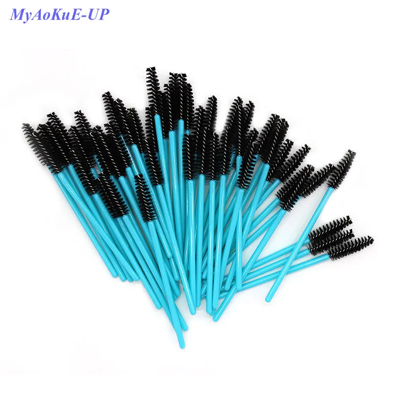 E mascara wands lashes nylon makeup brushes eyelash extension blue handle black brushes thumb200