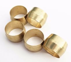 5 Pack Of 3/4 Air Compressor Brass Compression Connector Tube Sleeve Fer... - £8.73 GBP