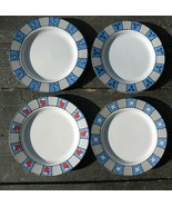 SET 4 Christmas Holiday Signature 9&quot;  SNACK PLATES URSULA DODGE white bl... - £12.70 GBP