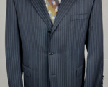Canali Mens Super 120s Charcoal Gray Blue Pinstripe Wool Suit  43R ? - $94.05