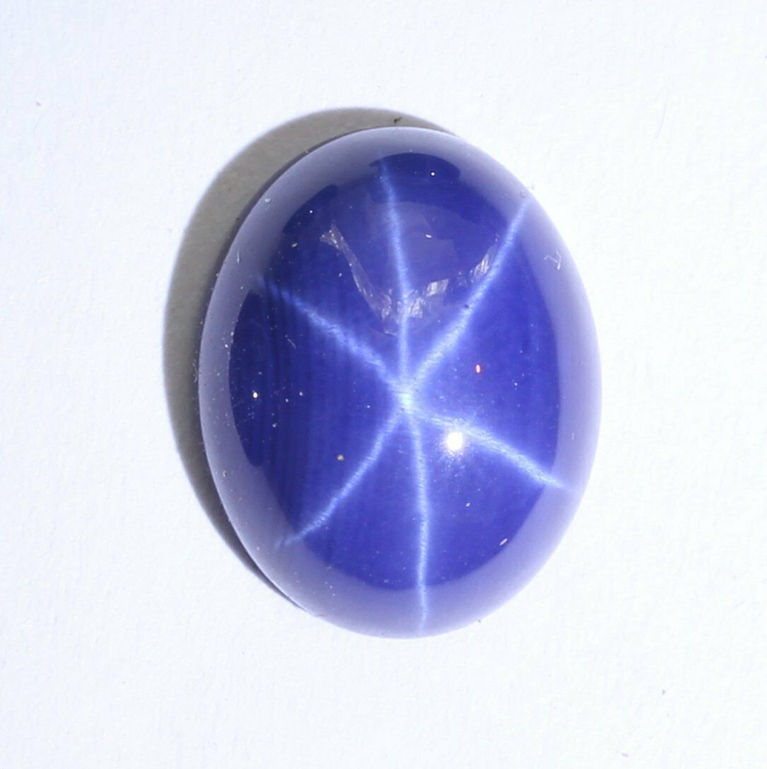 Blue Star Sapphire Floating Six Point Star Lab Created Oval 10 x 12 mm Cabochon - £26.03 GBP