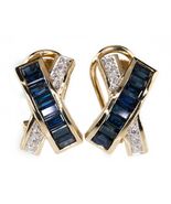 Le Vian 18k Yellow Gold Baguette Sapphire and Round Diamond Cross X Earr... - €2.356,46 EUR