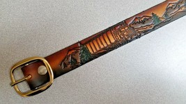 18 WHEELER TRUCK Genuine Leather Cowhide Belt with Standard functi Buckl... - $28.66