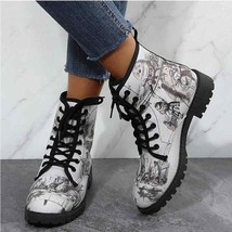 Alice&#39;s Adventures in Wonderland White Combat Ankle Boots EU 41 - £37.59 GBP