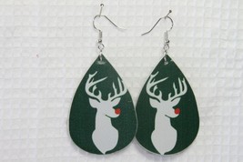 Faux Leather Dangle Earrings (new) Rudolph Red Nose - £4.35 GBP