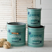 Seashore Treasures Galvanized Buckets - 3 - £110.08 GBP