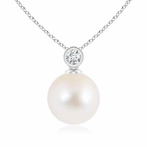 ANGARA Freshwater Pearl Pendant Necklace with Bezel Diamond in Silver (10mm) - £219.92 GBP+