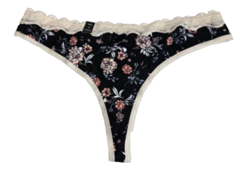 Torrid Panties Womens 3 Cotton Thong Black Floral Lace Cotton NEW - $14.84