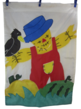 Vintage House garden yard Flag Happy Scarecrow crow vtg fall harvest fes... - $32.66