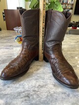 Vintage Larry Mahan full quill Ostrich leather brown  cowboy boots men’s 9.5 D  - £160.36 GBP