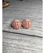 Vintage Clip On Earrings Pink with Design - Retro Plastic - $377.92 MXN
