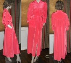 Quilted Yoke Pink Long Sleeve Robe Orig Tie Belt Styled by Waylon 3 Butt... - $79.19