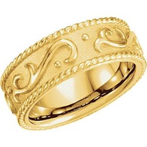 Authenticity Guarantee 
14k Yellow Gold 7.25 mm Scroll Ring - £986.26 GBP+