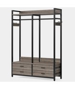 Modern Grey Black Garment Rack with Clothes Hanging Rod and 4 Storage Dr... - $331.99