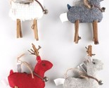 Wondershop 4 count Birchwood Bay Fabric Reindeer Ornament Set NEW w Tags - $11.99