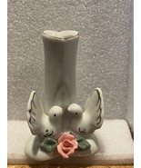 3.5&quot; Small White Ceramic Vase With Doves &amp; Heart Opening *Pre-Owned* BT1 - €8,60 EUR