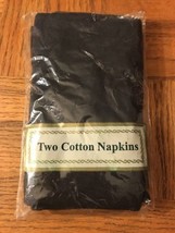 Two Cotton Napkins Black Wave Pattern 0053 - £8.60 GBP