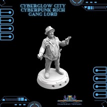 3D Printed Cyberglow City Cyberpunk Crazy Rich Gang Lord Miniature  - 28... - $9.90