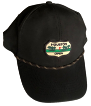 Houston Open Golf Black Tournament Vintage Texas Stitched Strapback Logo Hat Cap - £18.36 GBP