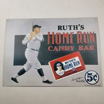 Vintage Babe Ruth Home Run Candy Bar Metal Tin Sign 16x12 1991 Yankees Embossed - £7.35 GBP