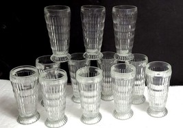 Vintage J EAN Nette Glass Ribbed 5.5&quot; Juice Soda Glasses 5 Oz - Set Of 12 - £38.67 GBP