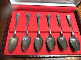 Set of 6 E&amp;L Sheffield England EPNS Grapefruit Spoons W/ Case Vintage Too - $174.24